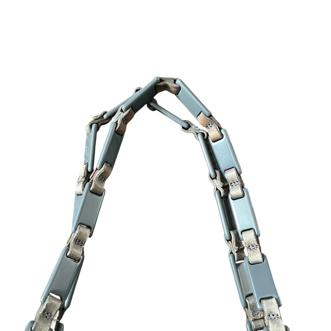 希少 PRADA プラダ ハンドバッグ ポコノ 三角ロゴ グレー系