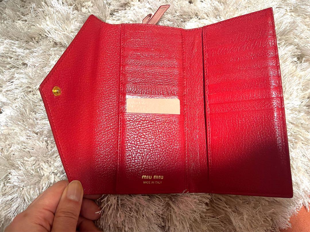 MIU MIU ピンク 長財布／マドラスハートスタッズ財布 - メルカリ