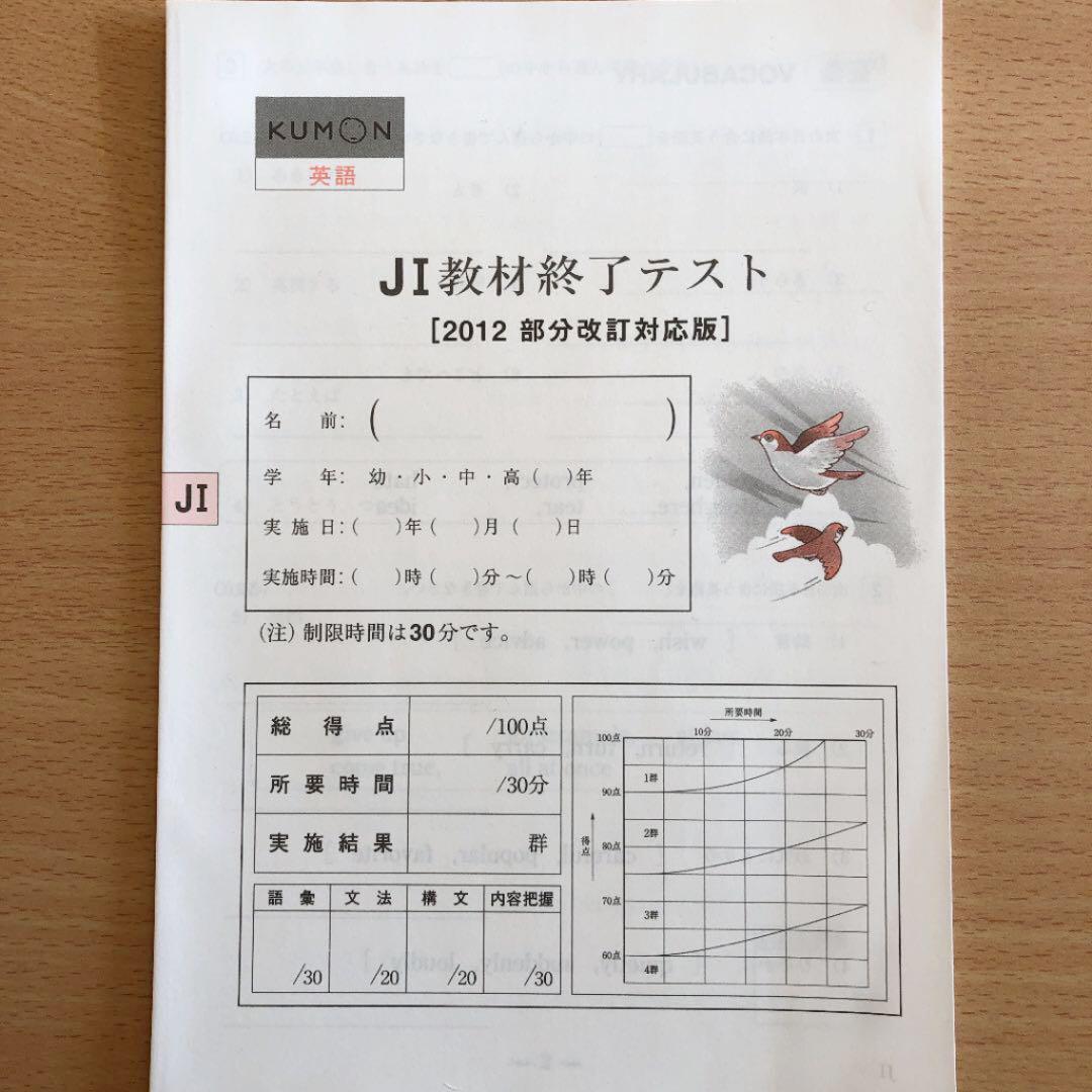 未記入 公文 英語 J Ⅰ 200枚 くもん J 1
