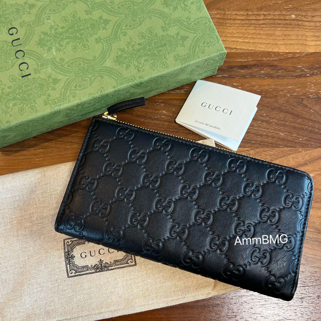 新品　正規品 グッチ GGシマ 長財布 L字ファスナー シマレザー