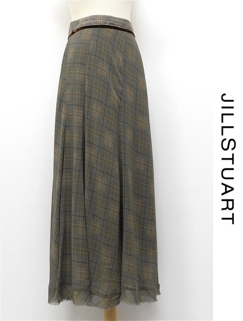 V276/美品 JILLSTUART ロングフレアスカート 切りっぱなし 4