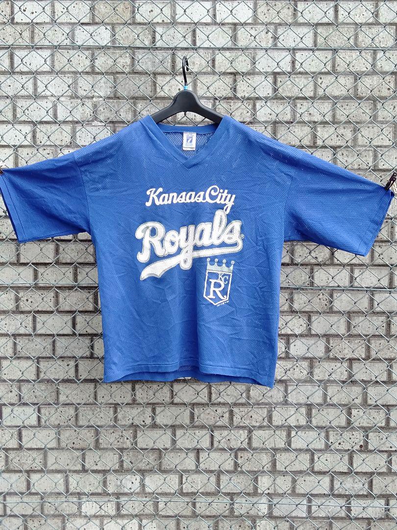 97 袖 裾 シングル ステッチ LOGO7 KC ロイヤルズ メッシュジャージ
