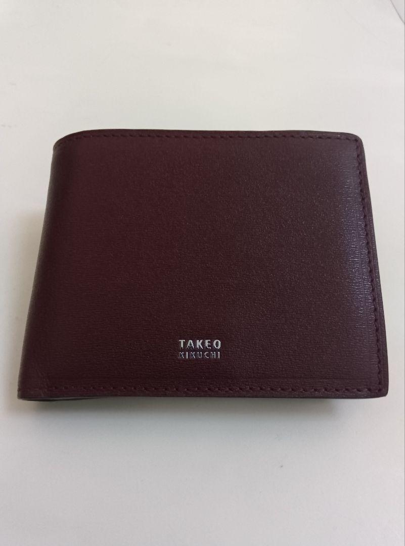 タケオキクチ 二つ折り財布 ボルドー 新品未使用品