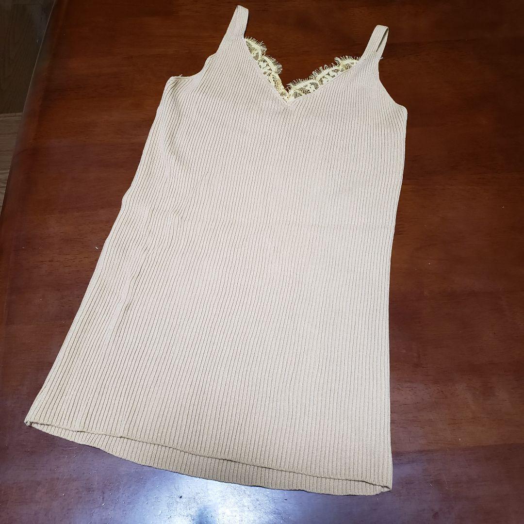 T160 JULIA BOUTIQUE レース付キャミソール リブニットキャミ - キャミソール