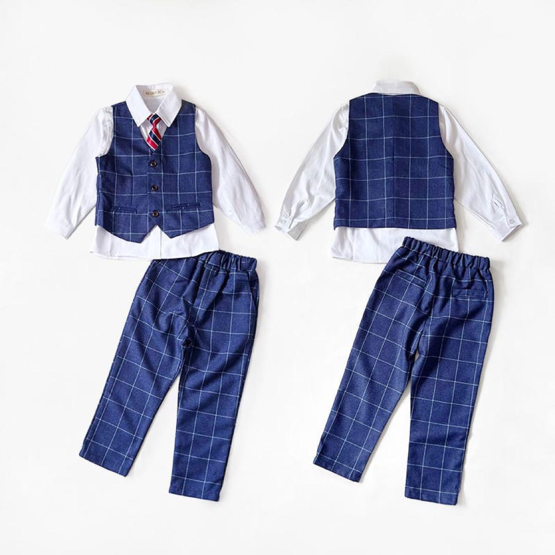 170 男の子フォーマルスーツセット　キッズ　子供服　ジャケットズボン　ブルー