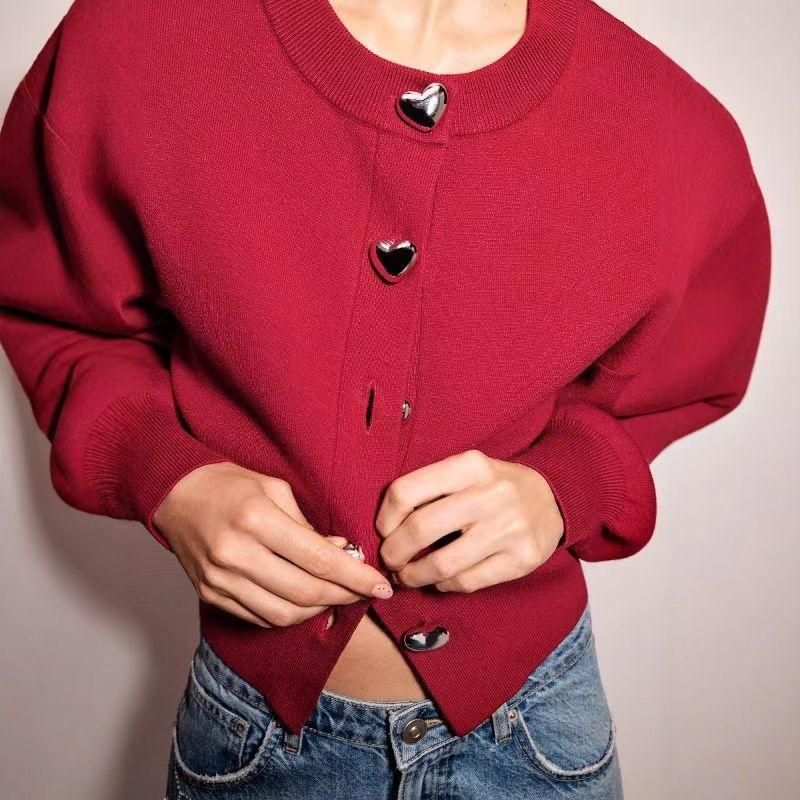 ZARA ハートボタンニットカーディガン バレンタイン