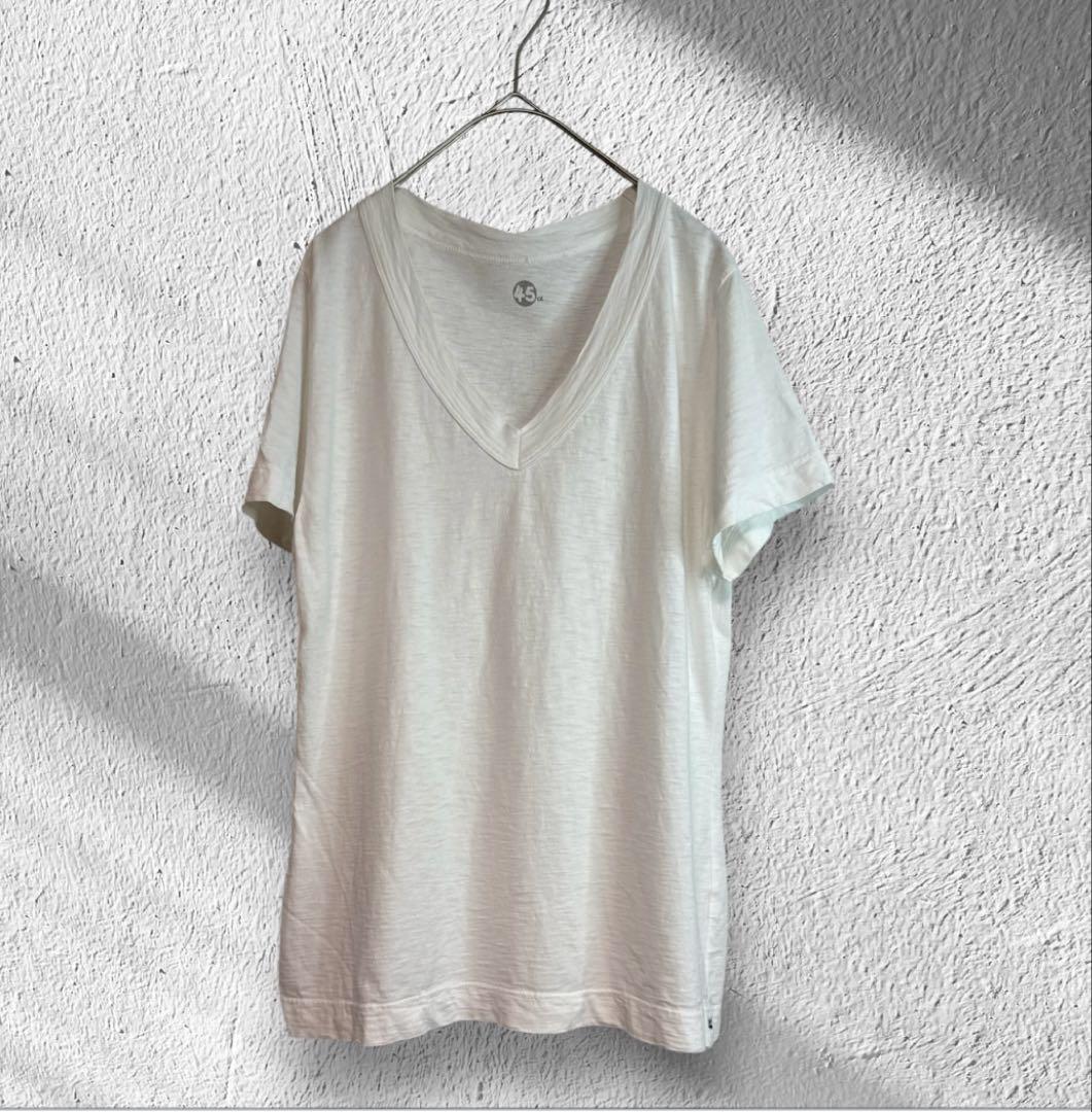 45r/Vネック　ロゴワンポイント　Tシャツ　カットソー