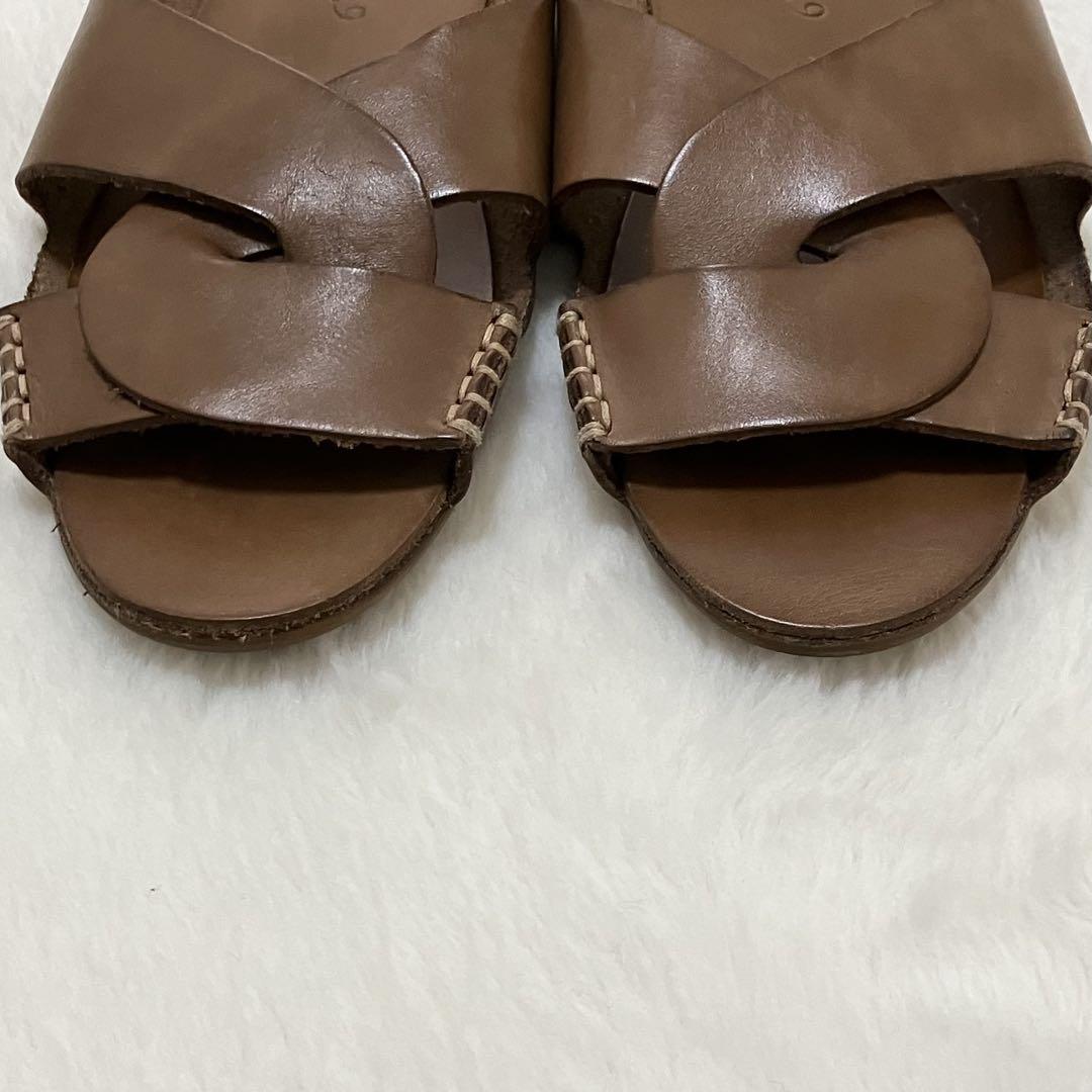 美品 CORSO ROMA9 コルソローマ フラットサンダル ブラウン 38