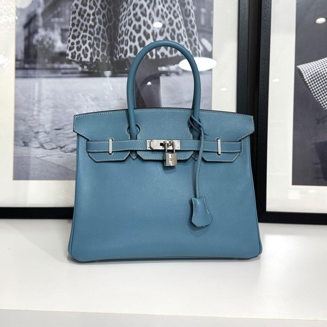 美品 エルメス バーキン30 ヴォーエプソン ブルージーン
