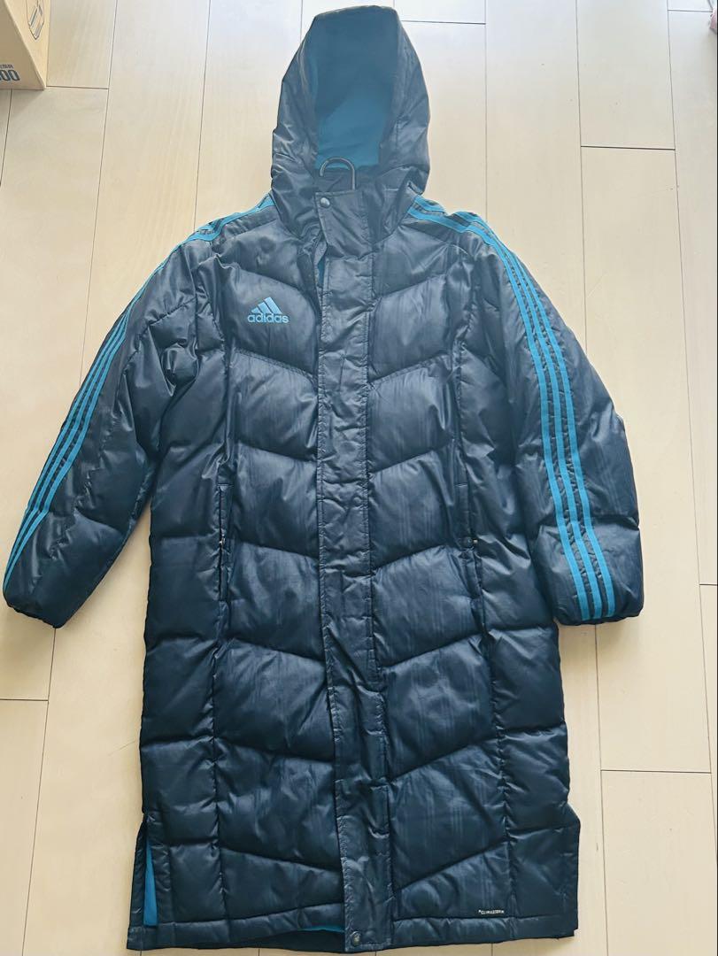 adidas フード付きダウンコート ネイビー160