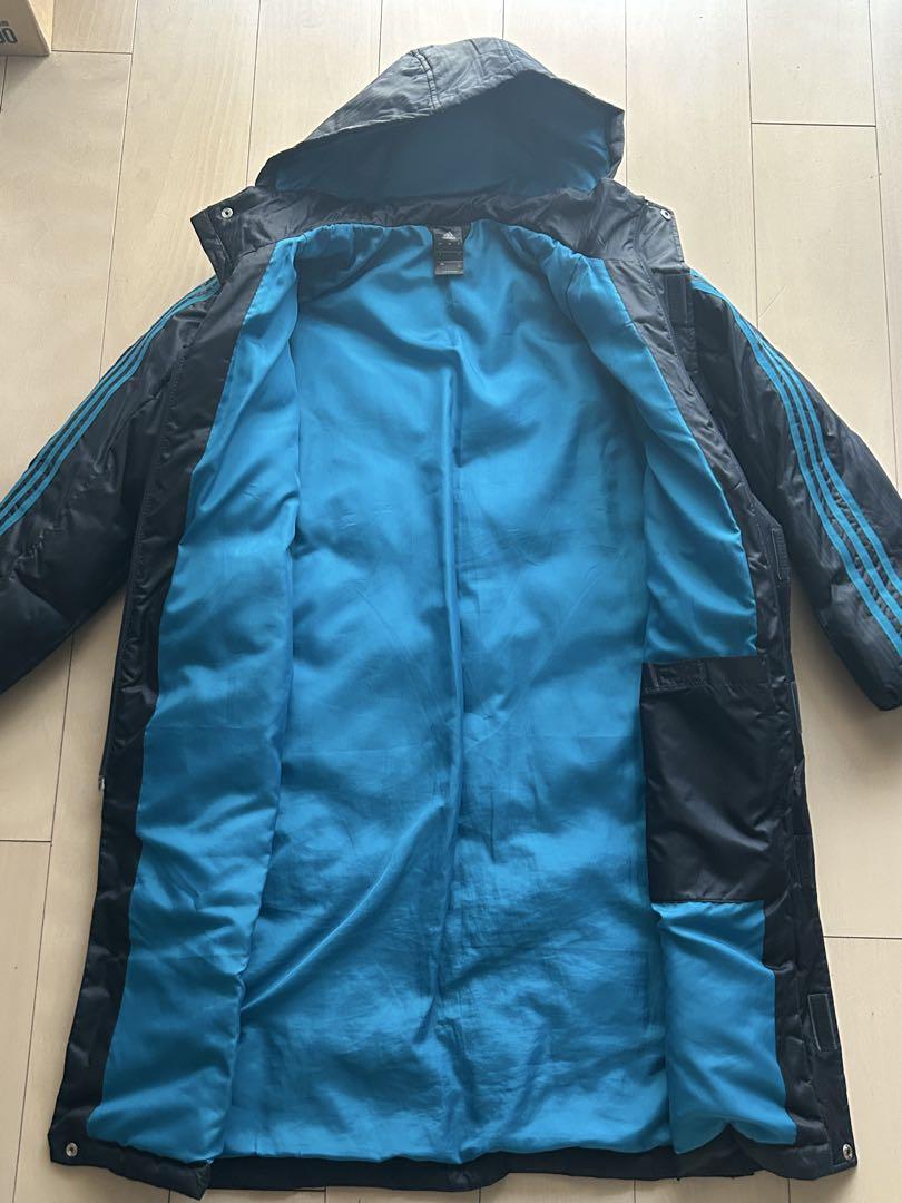 adidas フード付きダウンコート ネイビー160