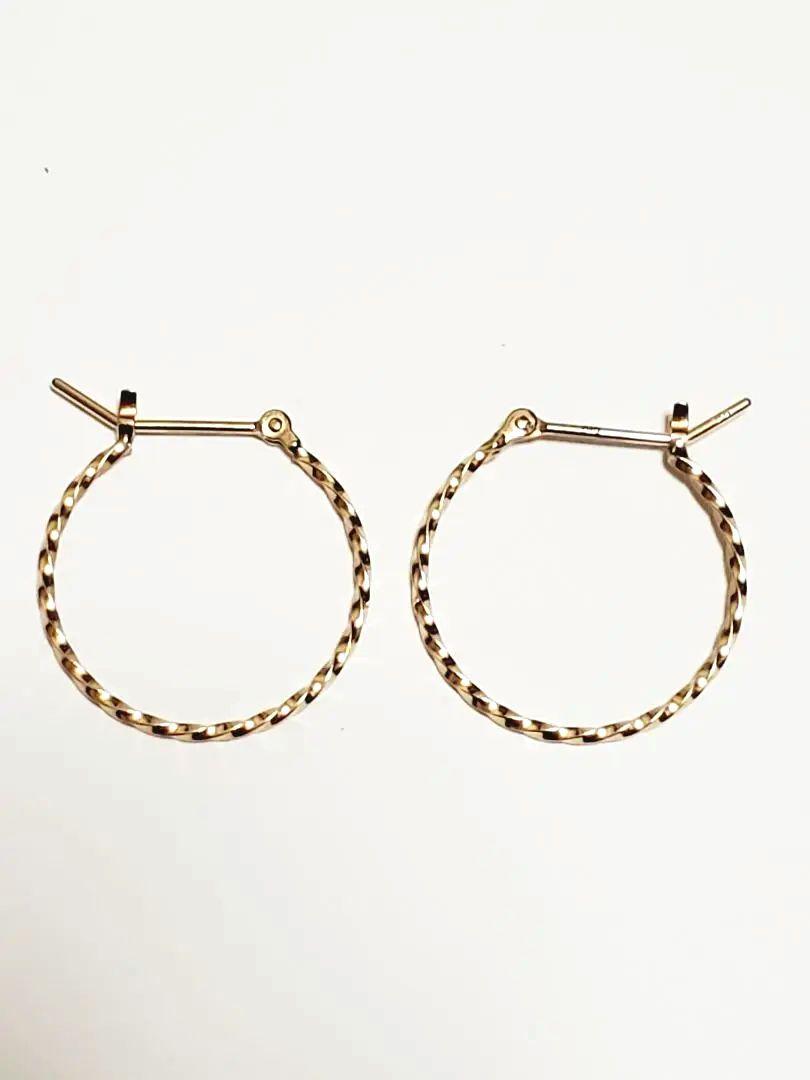 アガット ツイストフープピアス 10K ゴールド