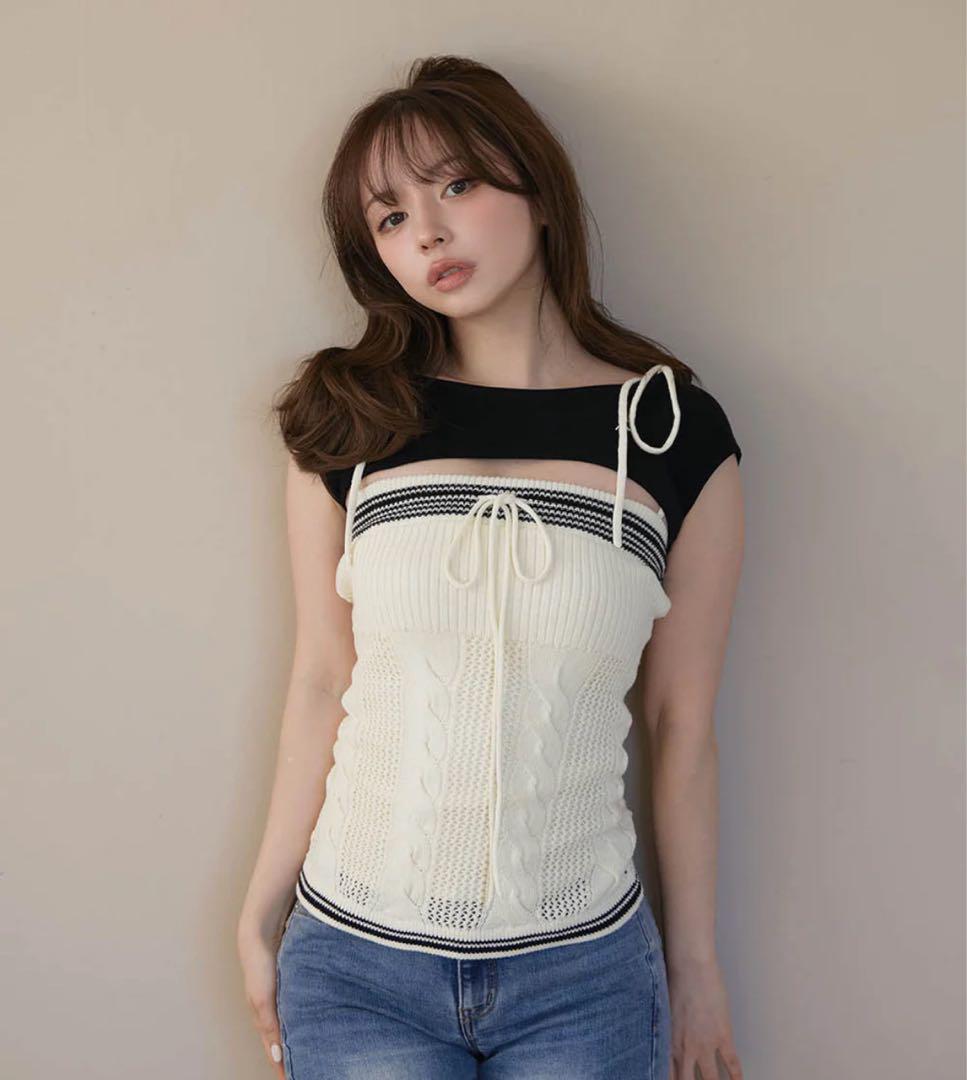 本日発送 Kitty cable knit tops andmary