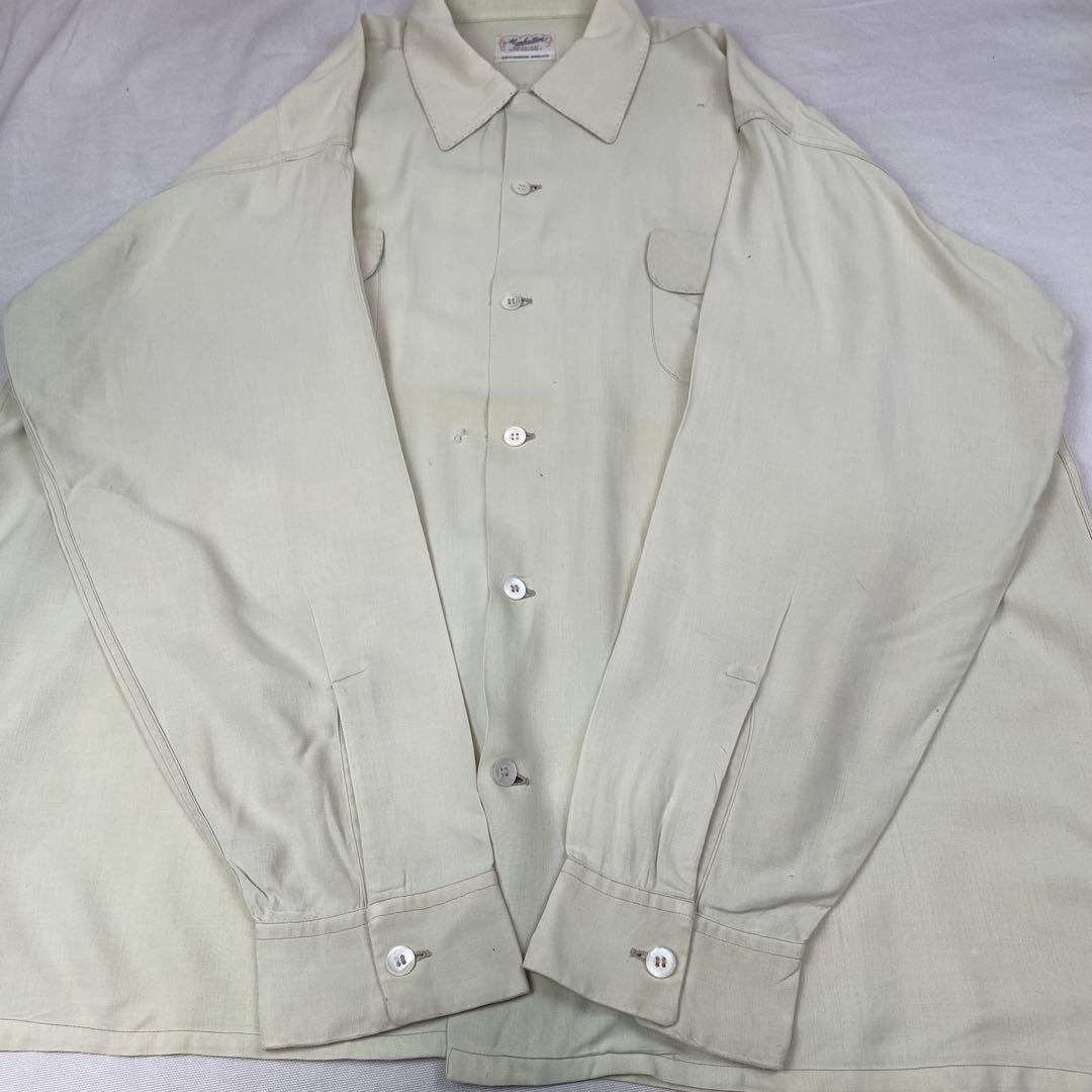 50s ビンテージ Mannattan マンハッタン レーヨンシャツ クリーム 50s ビンテージ Mannattan マンハッタン レーヨンシャツ クリーム