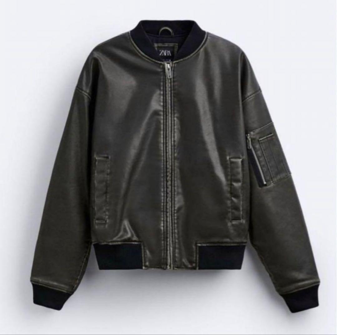 ZARA ザラフェイクレザー ボンバージャケット