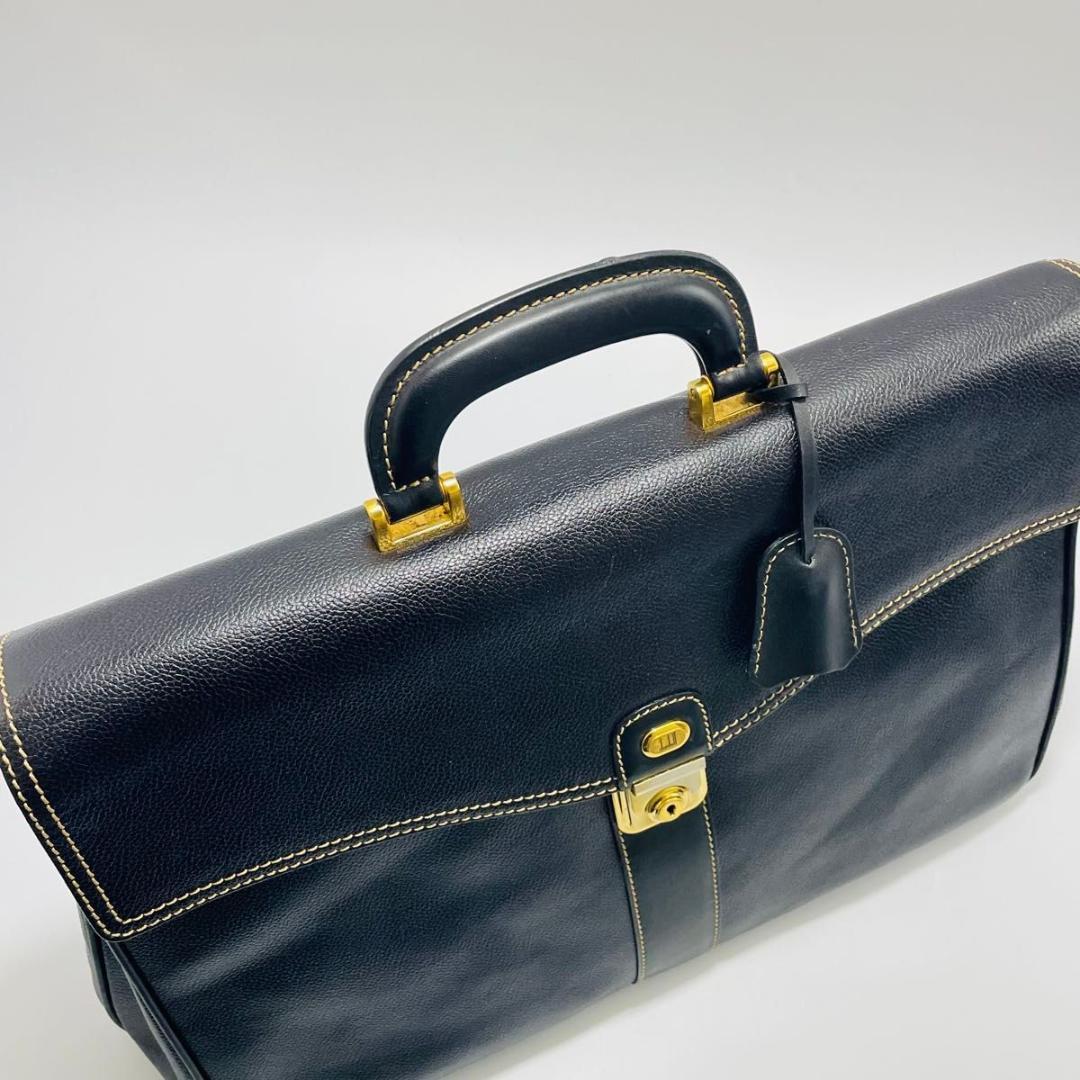dunhill ダンヒル ビジネスバッグ ブリーフケース　レザーシボ革 ブラック