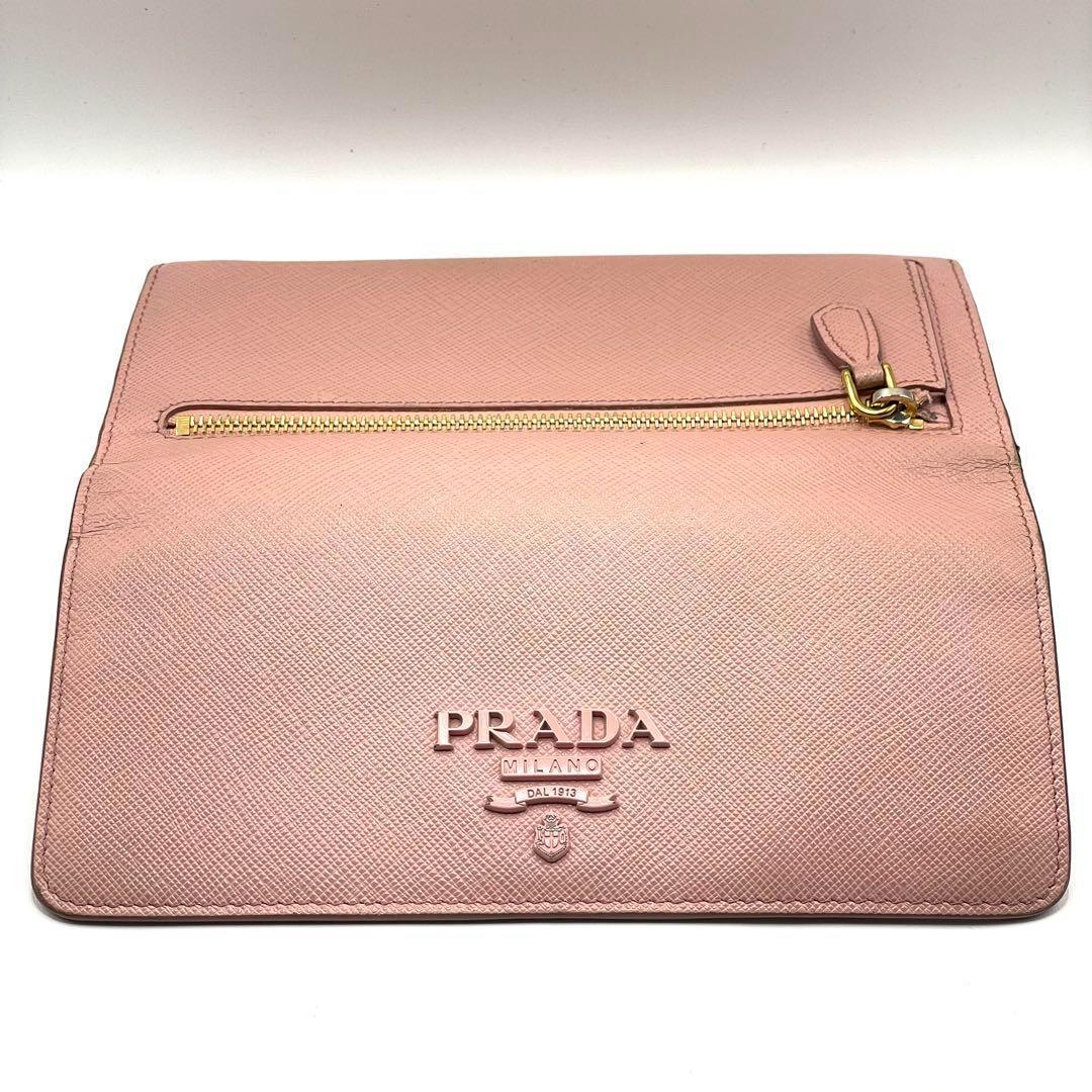 極美品✨PRADA プラダ サフィアーノシャイン 長財布1MH132 ピンク