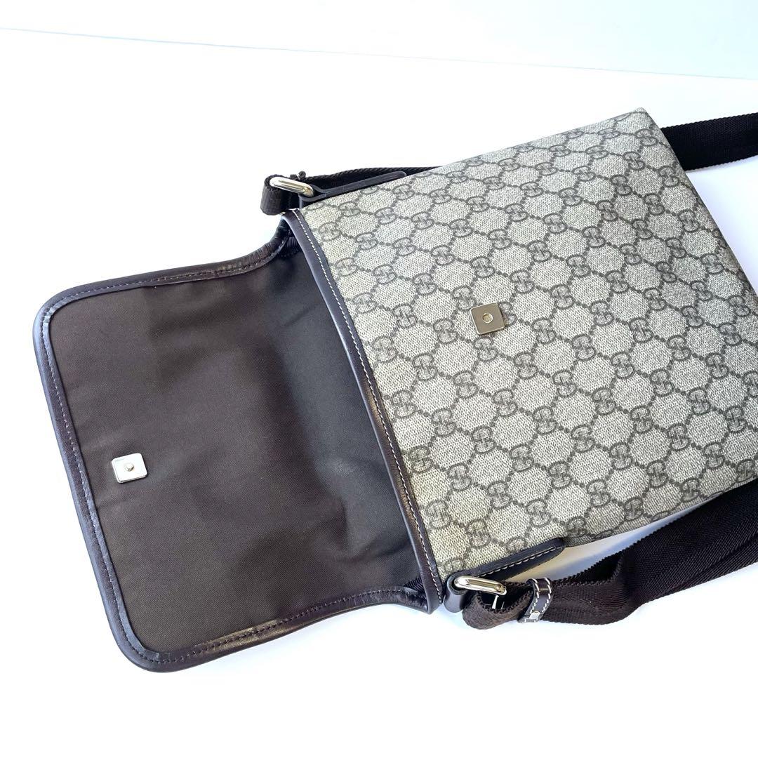 【極美品〜美品】GUCCI グッチ ショルダーバッグ GGスプリーム×レザー