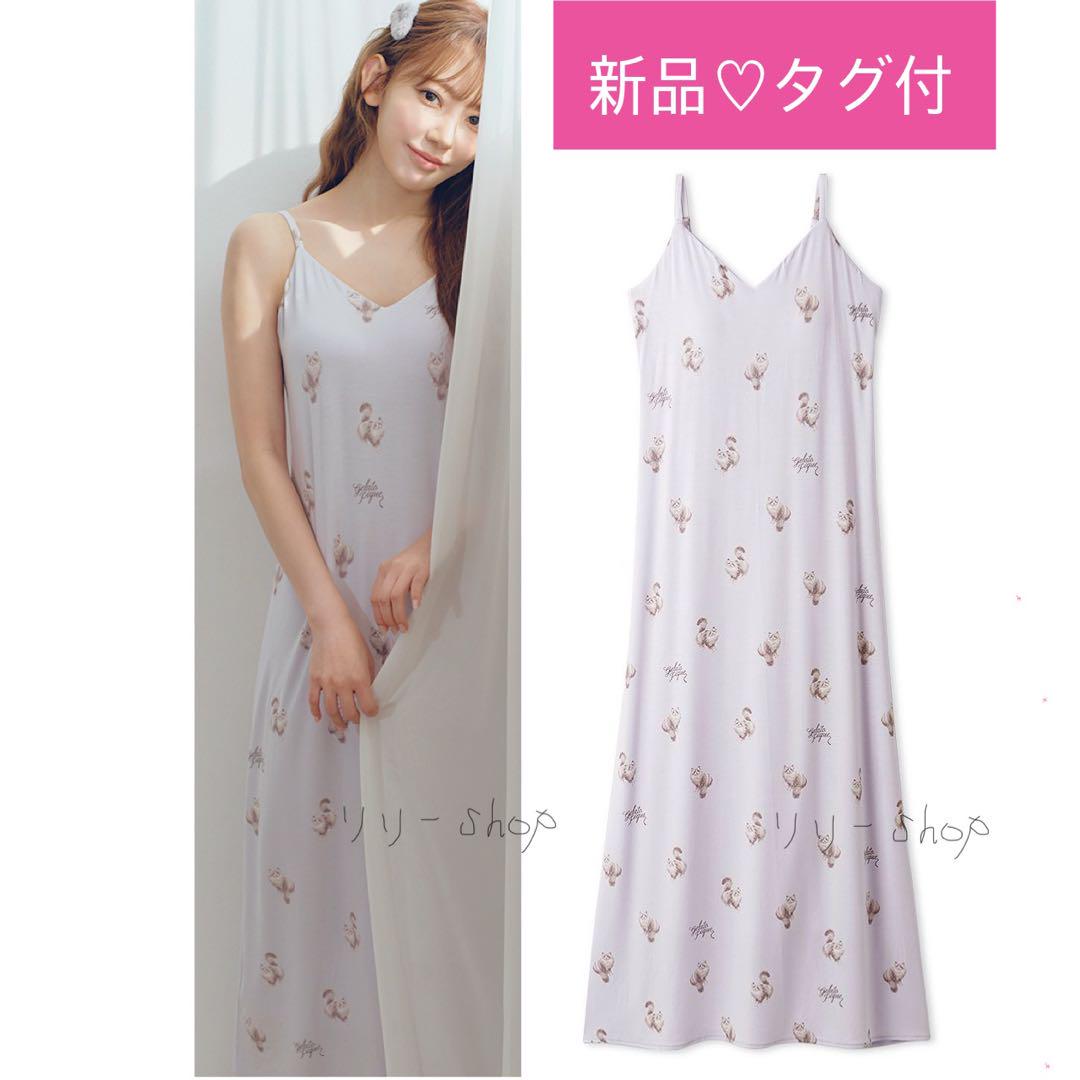 新品タグ付♡ ジェラートピケ CAT柄カップインキャミワンピルームウェア・パジャマ