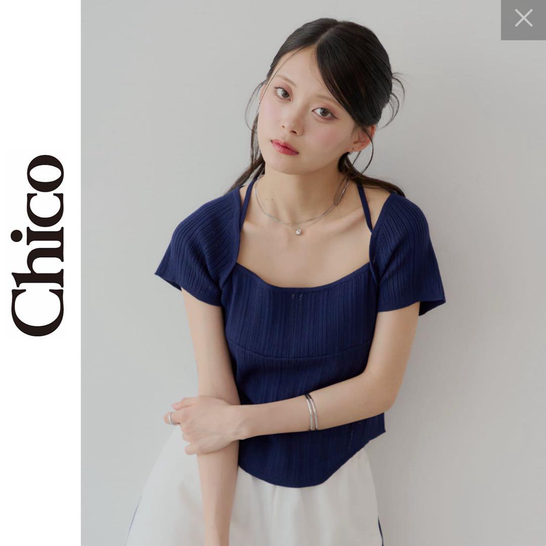 chico ポロニット　ネイビー 2025SS/セットアップ】襟付きポロニット | Chico(チコ