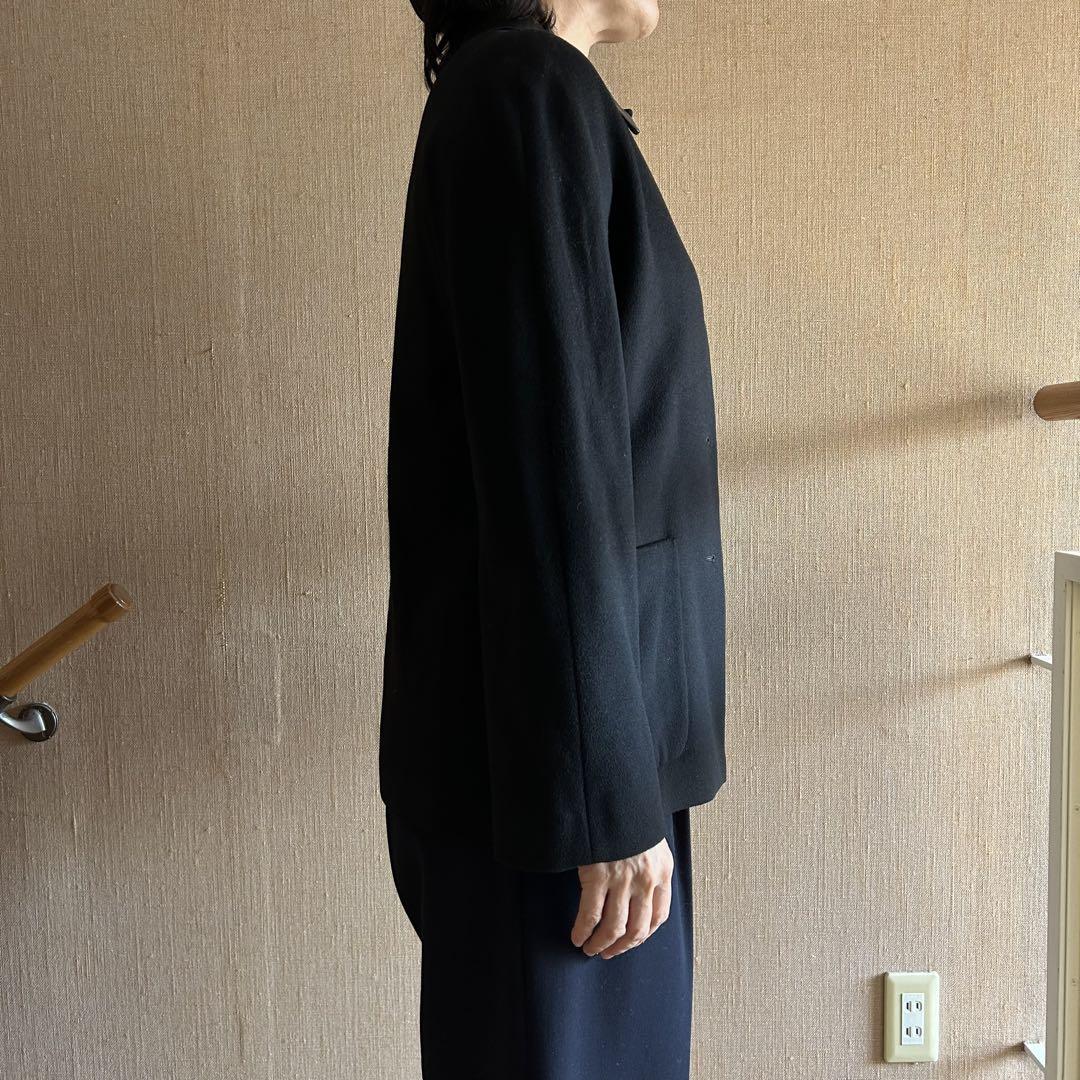 KRIZIA 黒 カシミア100% レザー襟 レディース