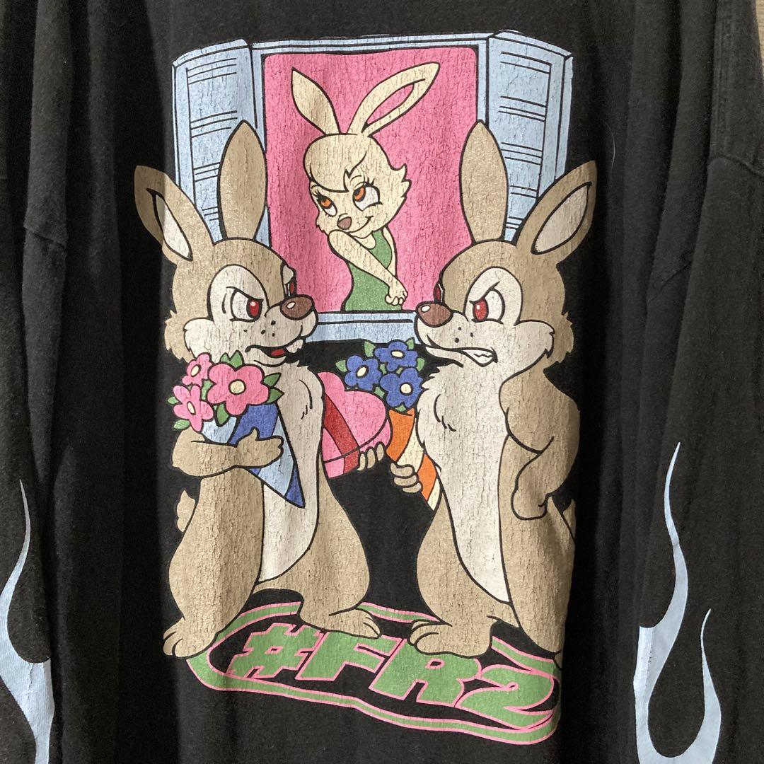 20-60代 人気ファッションブランド Tシャツ ロンT 希少】FR2 長袖 ファッキンラビット 兎 XL 緑 紫 黒 トップス