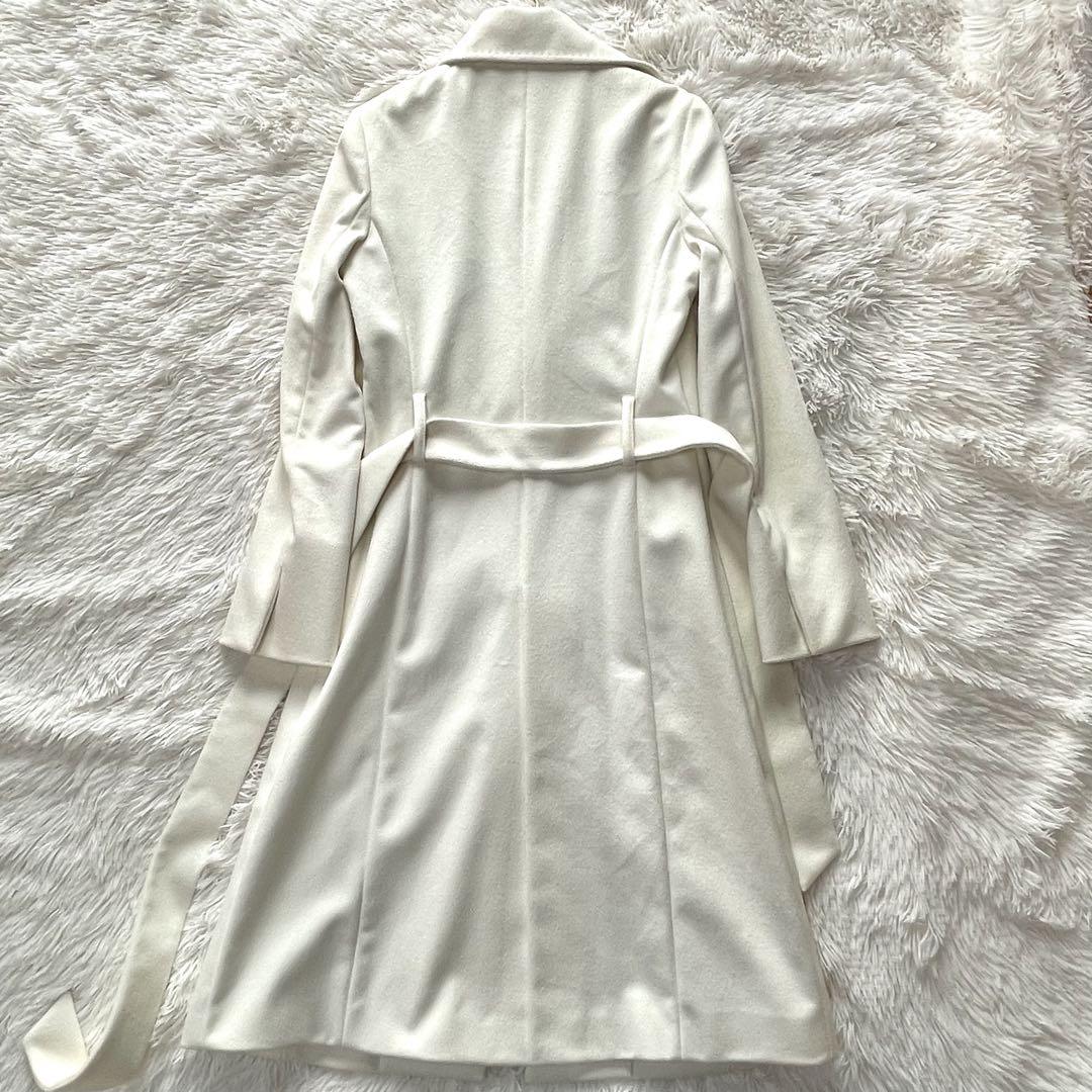 極美品 Le souk ルスーク ロングコート ホワイト アンゴラ100