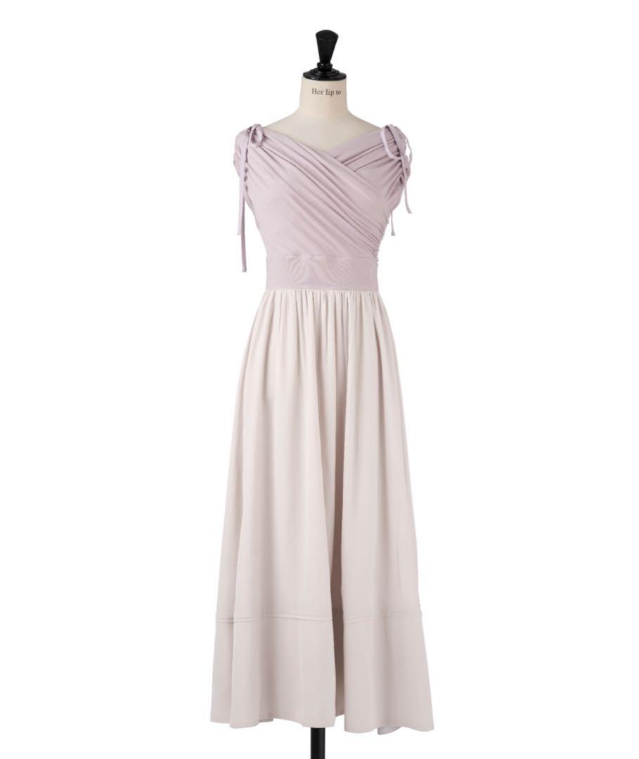 ワンピース Herlipto Gathered Bicolor Dress S forher