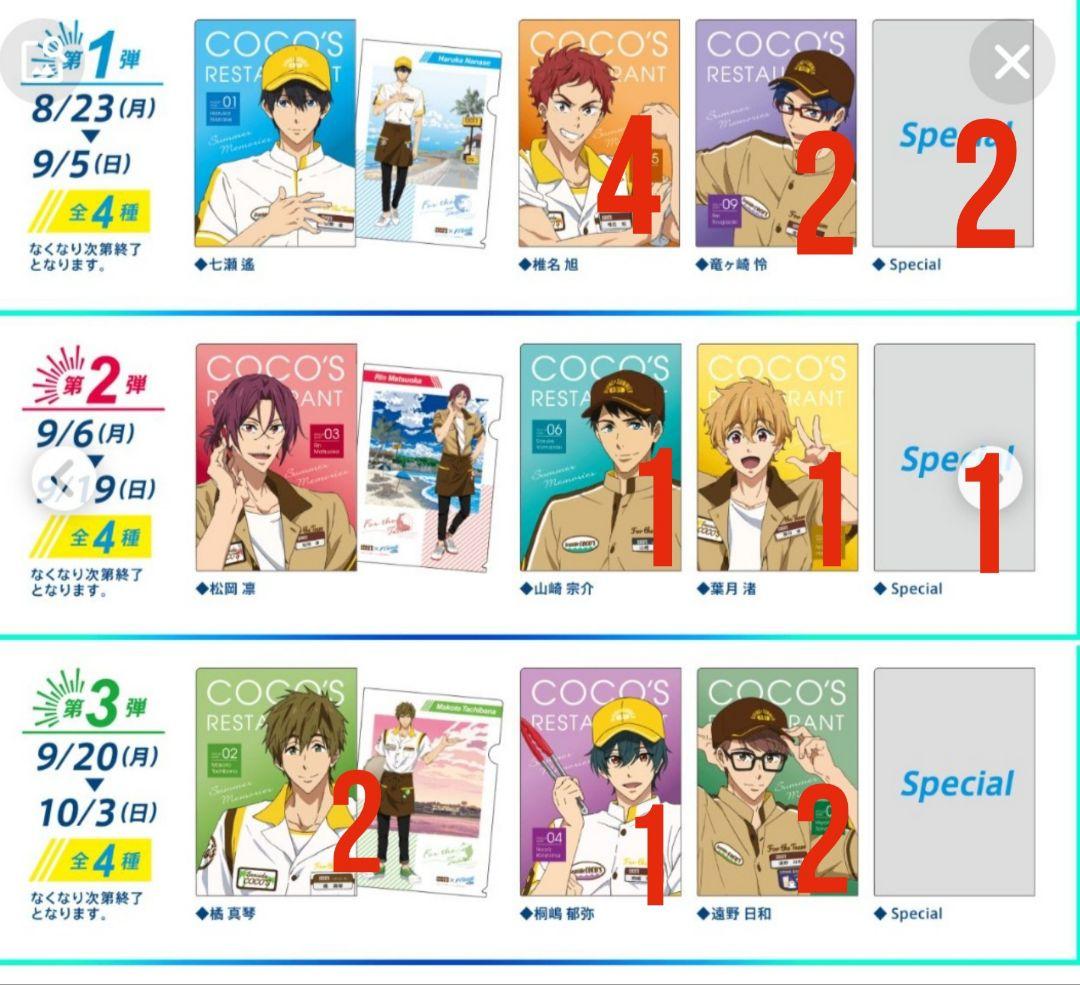Free! ココス　コラボ　特典　クリアファイル