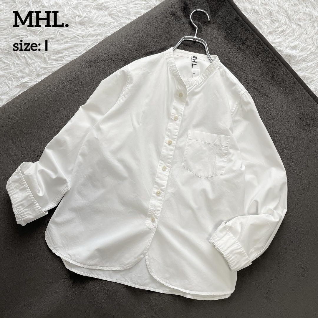 MHL. エムエイチエル マーガレットハウエル バンドカラーシャツ ホワイト Ⅰ
