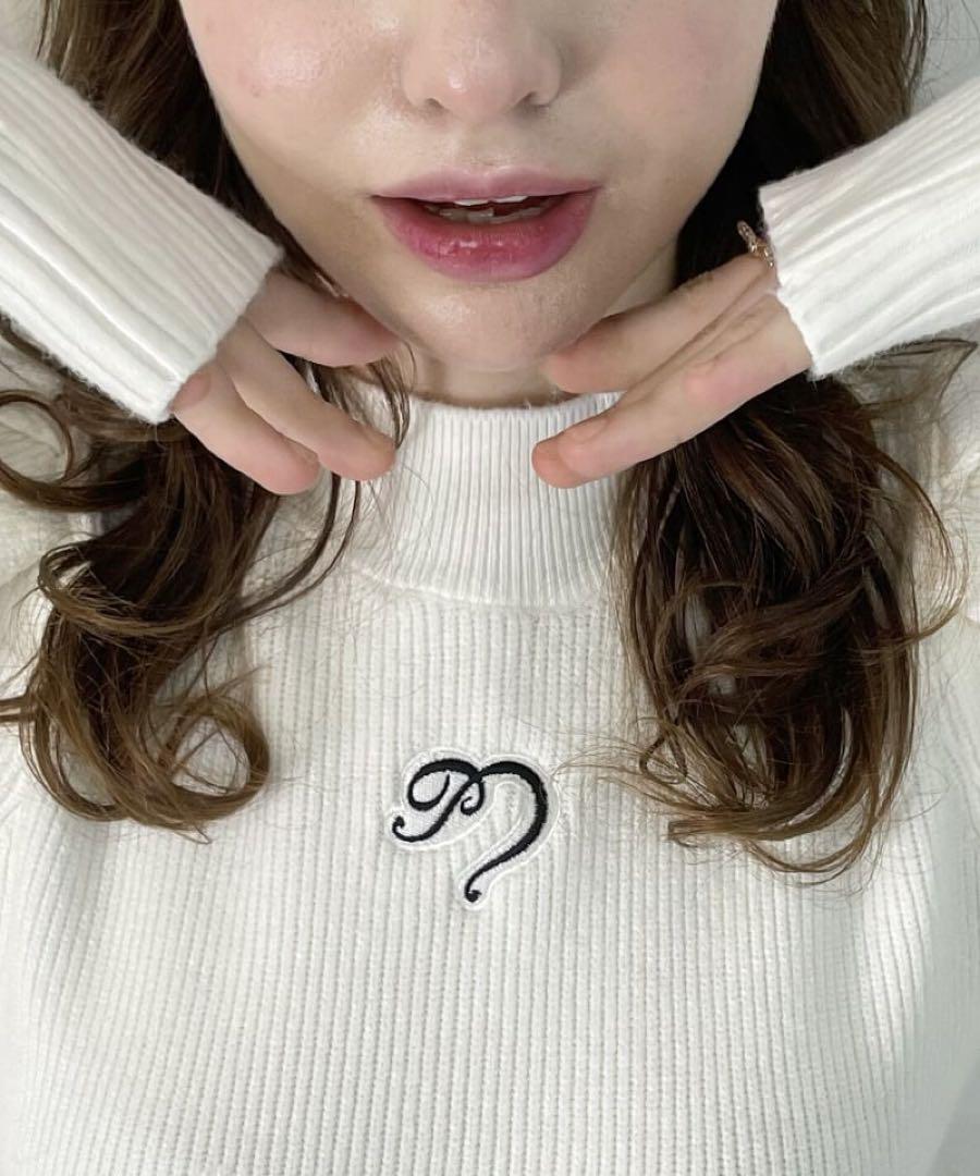 pellsiana heart logo knit one-pieceWHITE