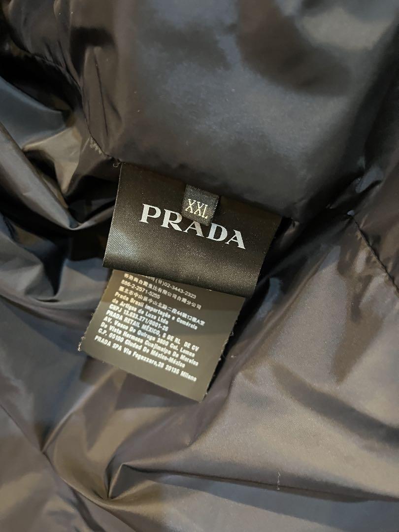 PRADA ダークグレー　中綿入りナイロンジャケット フード付きXXL ネイビー