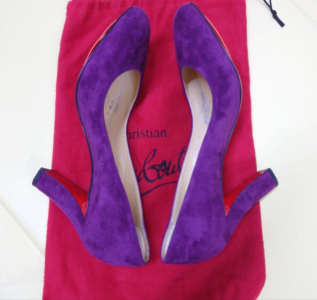 Christian Louboutin パープル スウェード　パンプス 38