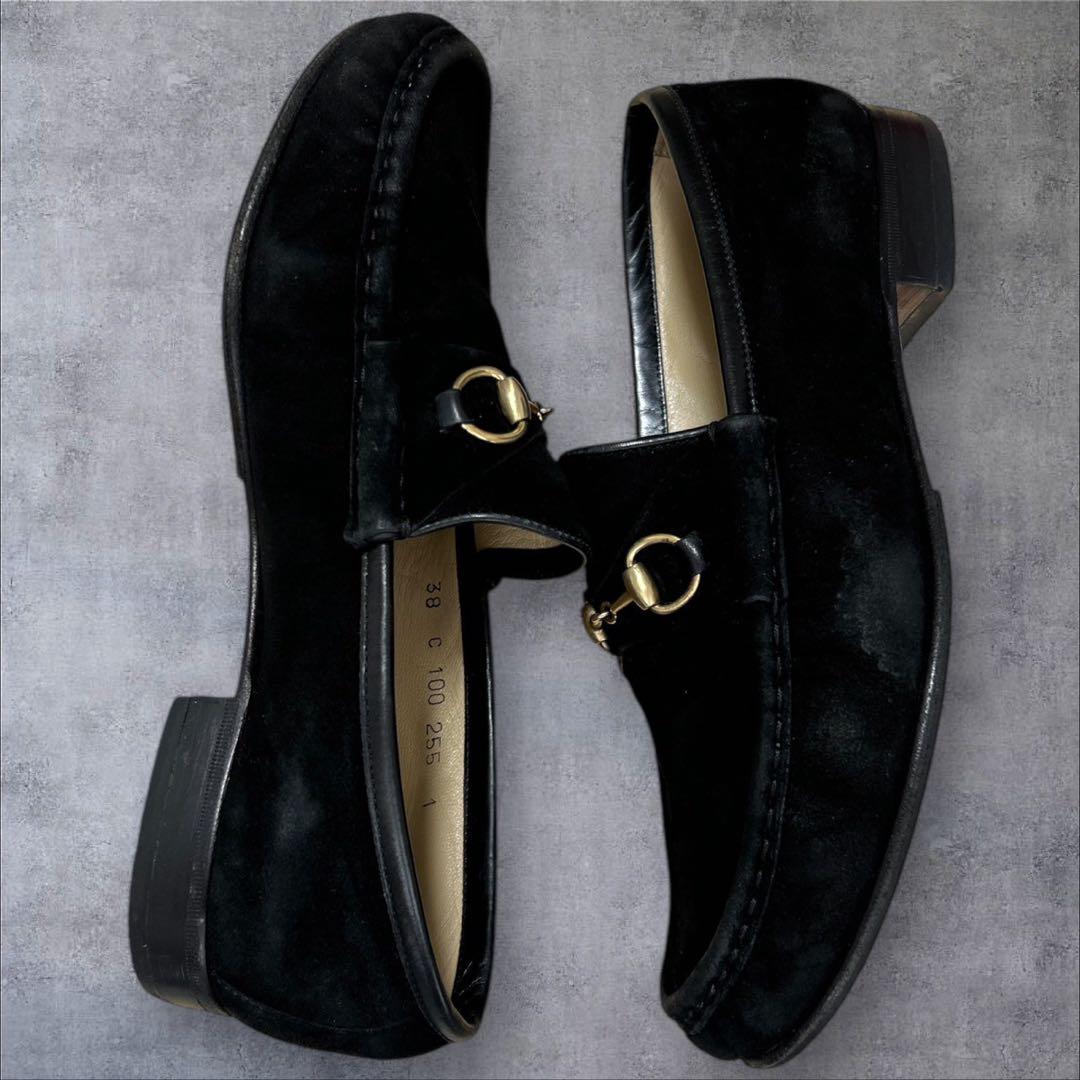 C257/箱付き GUCCI グッチ ローファー ブラック スエード生地