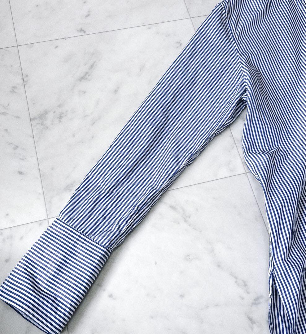 美品　23区　ストライプロングシャツ　バンドカラー　38