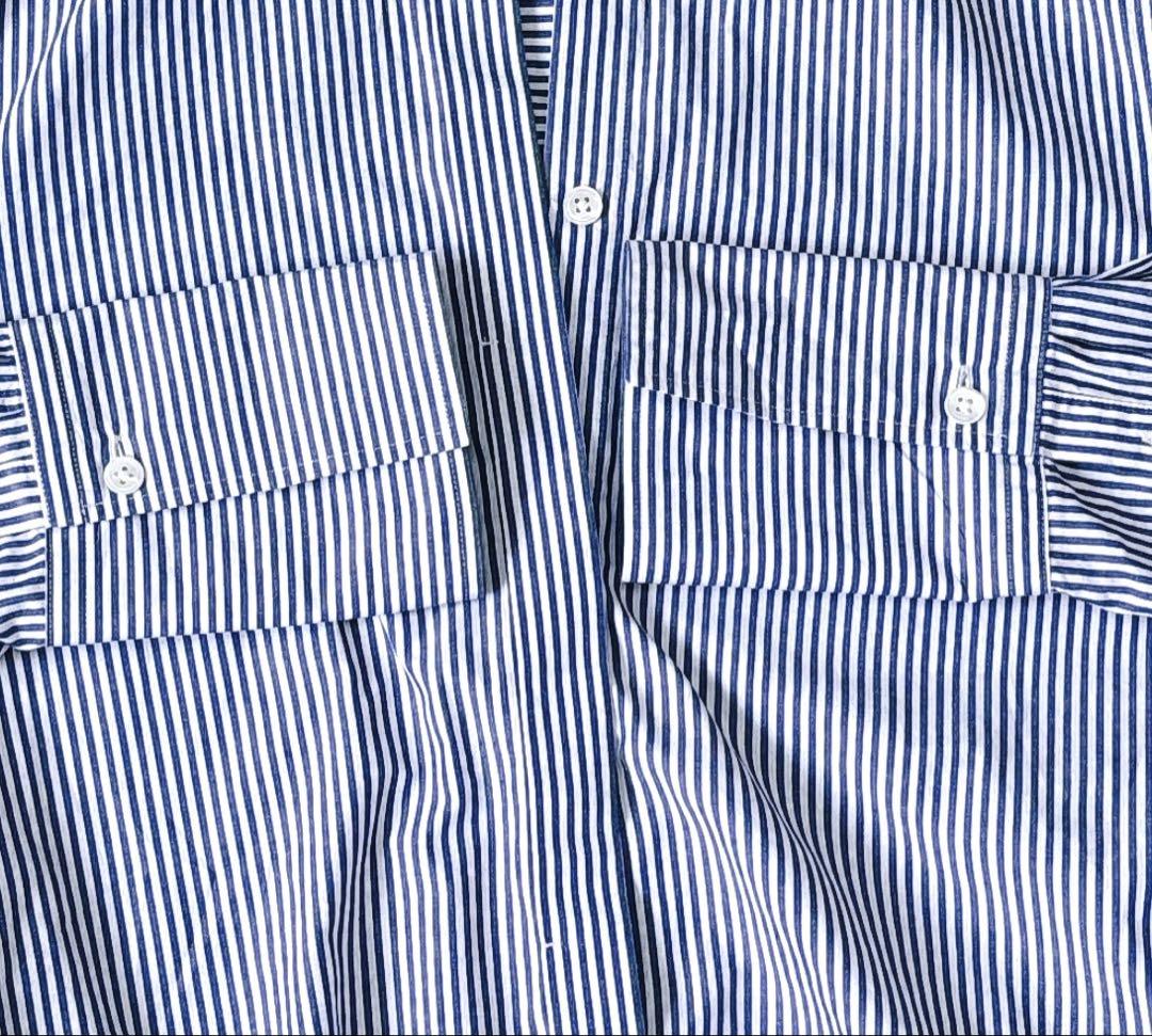 美品　23区　ストライプロングシャツ　バンドカラー　38