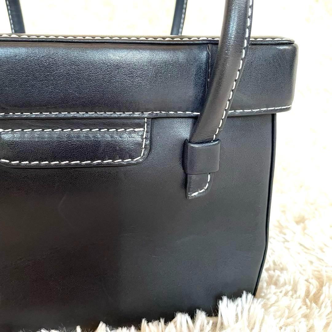 良品✨kitamura キタムラ　バニティ型　ハンドバッグ　レザー　黒　スクエア