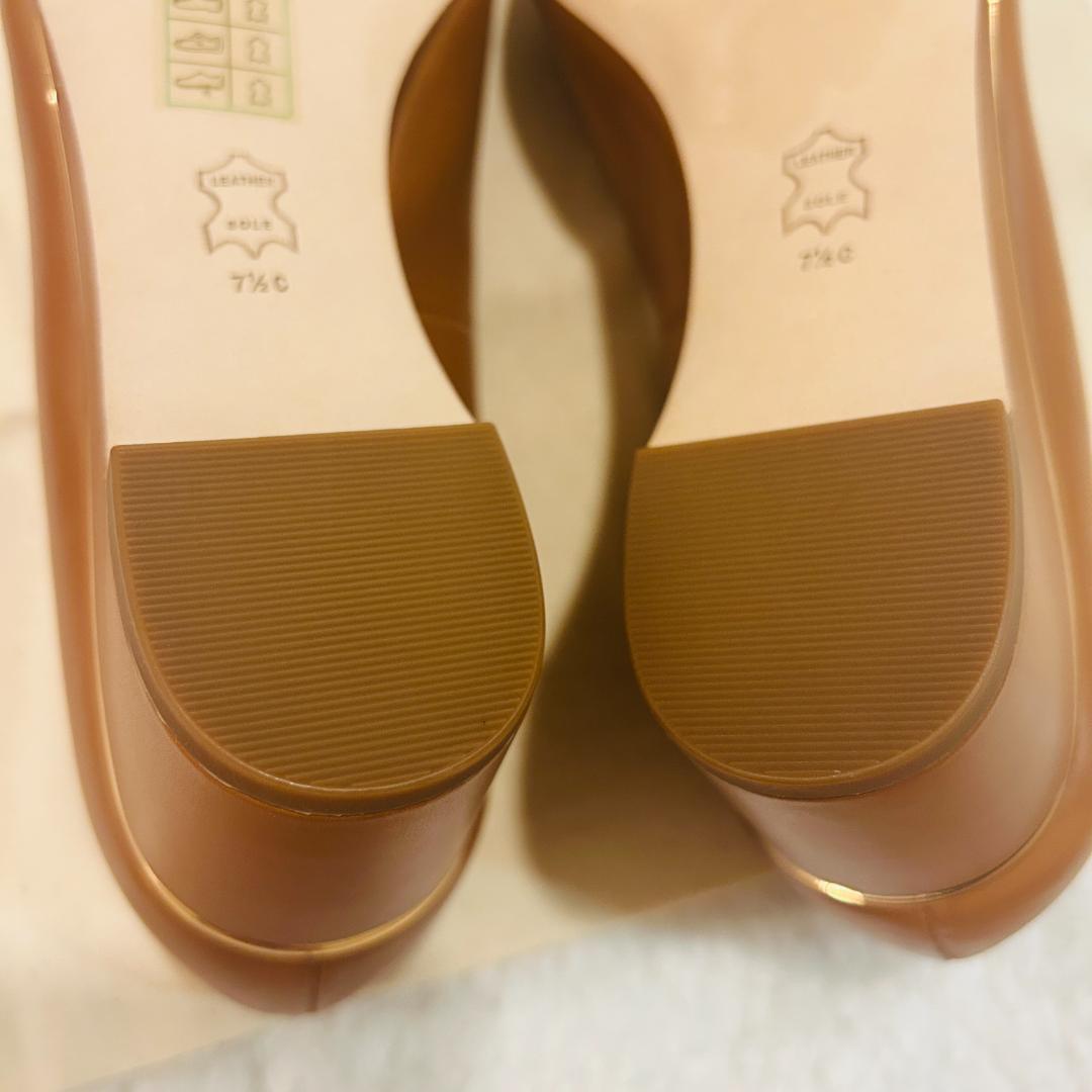 トリーバーチ ウェッジパンプス　サイズ7.5（24.5cm)ブラウン　ロゴ金具