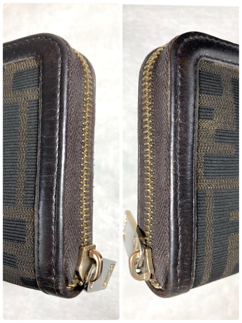 FENDI フェンディ　ズッカ柄　キャンバス　ラウンドファスナー　長財布