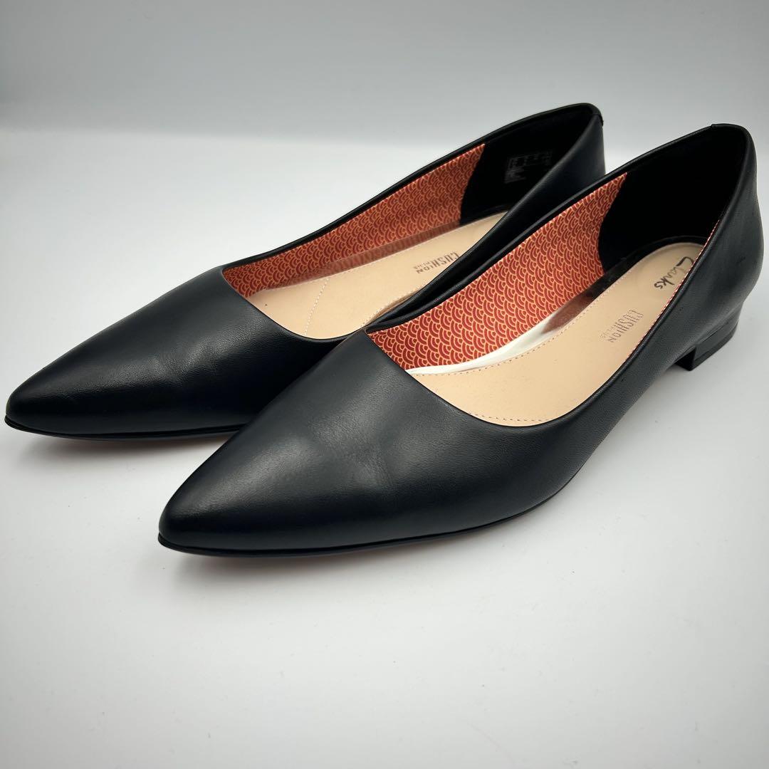 【美品】CLARKS クラークス フラットパンプス ポインテッドトゥ