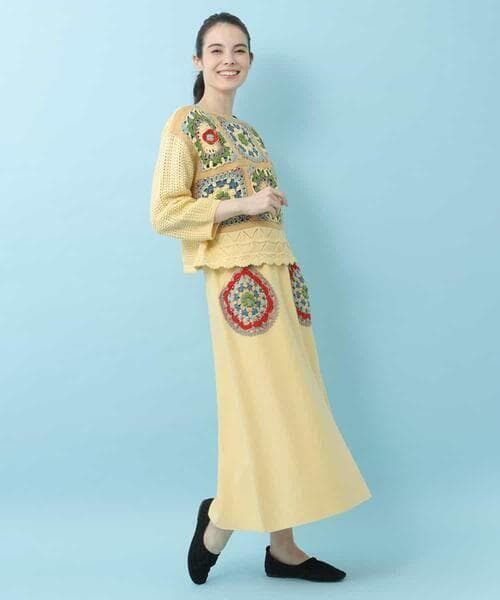 452t*美品 シビラ ホコモモラ クロッシェプルオーバー ニットスカート