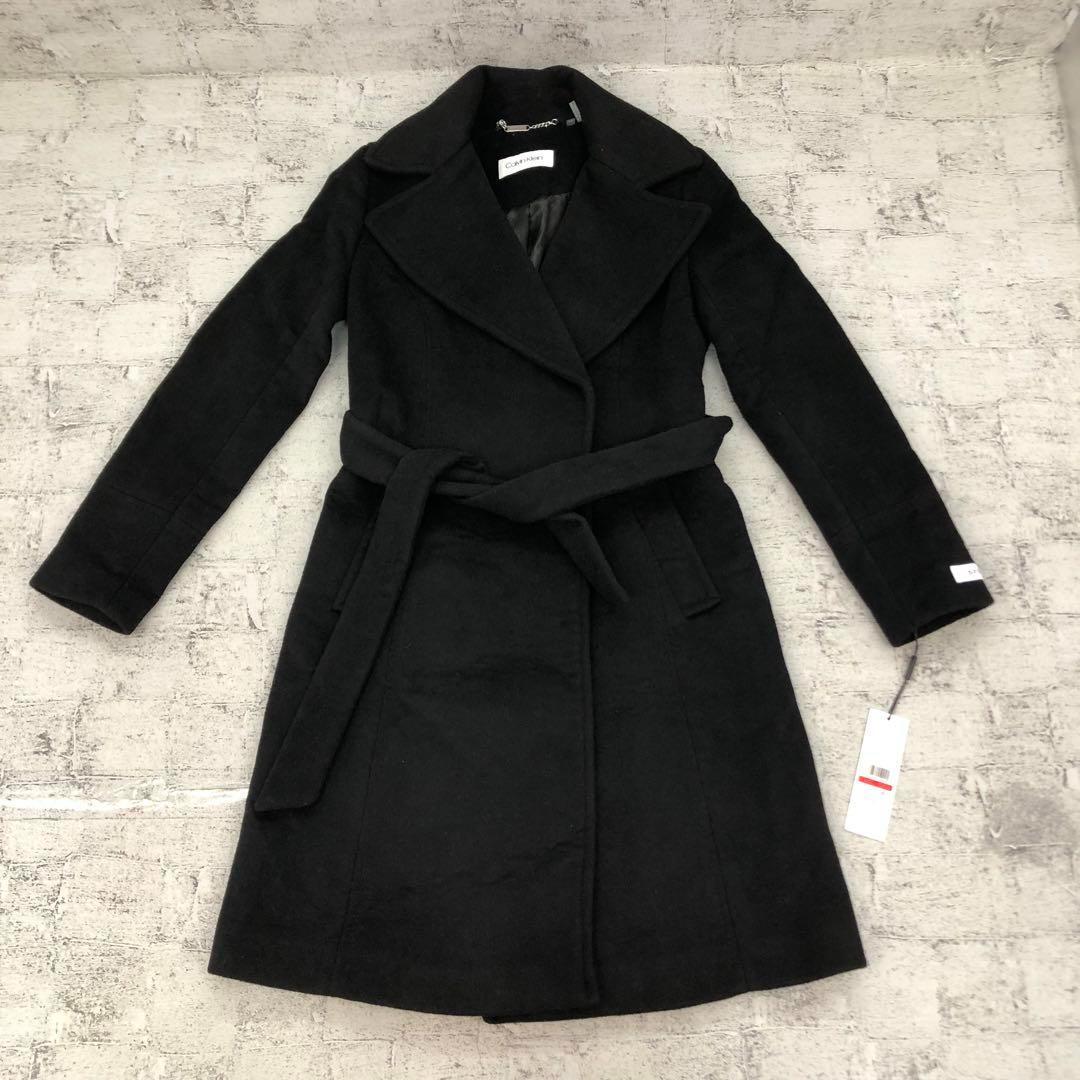 Calvin Klein Notched Collar Wrap Coat