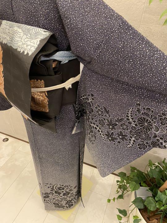 好評大特価 訪問着 美品 草花 楓 ぼかし 濃紺 袷 正絹 帯セット 8l9Lq-m65967228073 通販在庫