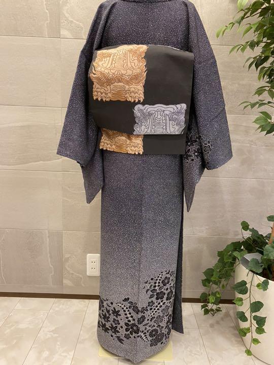 好評大特価 訪問着 美品 草花 楓 ぼかし 濃紺 袷 正絹 帯セット 8l9Lq-m65967228073 通販在庫