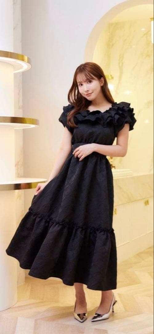 Mistreass ミスト ス リボンジャガードティアードフリルドレス SIZE