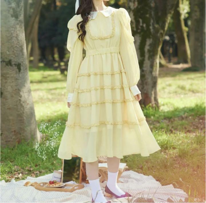 TS french dress イエロー ワンピース TS french dress イエロー ワンピース