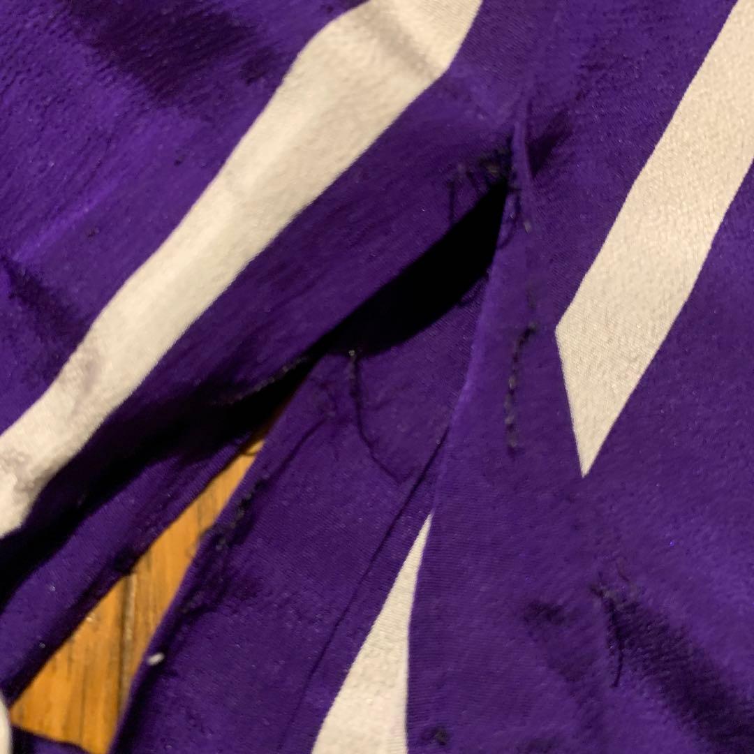 夏用　アンティーク着物セット　紫と白のストライプ