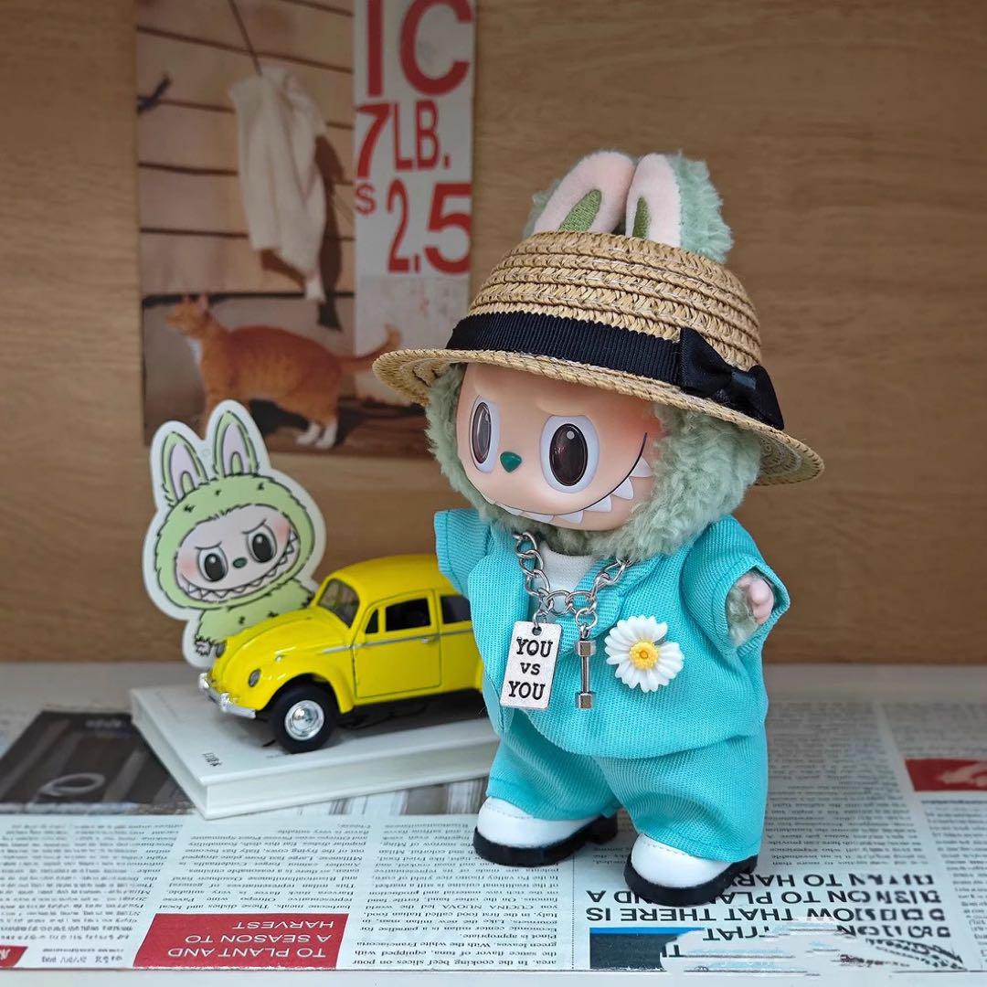 LABUBU ぬい服 7点セット G-DRAGON風 淡ブルーニットカーデ衣装