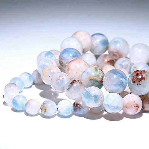 高品質■大玉■天然石ミルキーアクアマリン約14mmブレスレット 高品質 特大玉 天然石ミルキーアクアマリン約18 6mmブレスレット