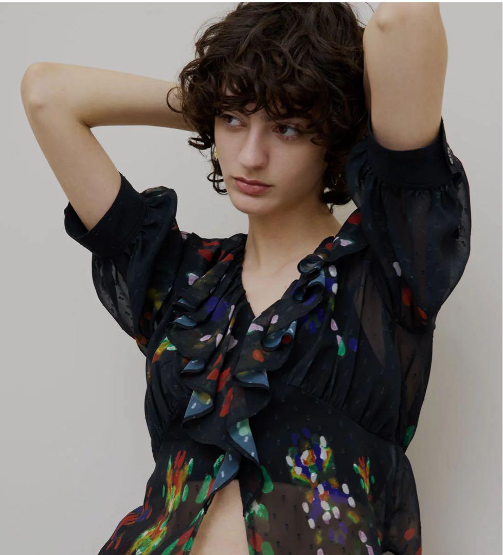 【新品】MEDI DECALCOMANIA CHIFFON BLOUSE 黒